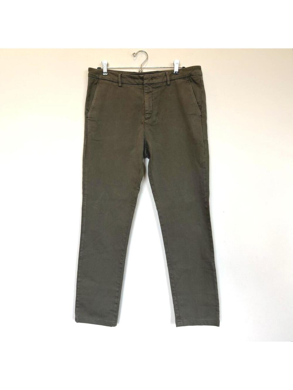 Falconeri Chinos Men's Medium (IT 48) W34xL30 Olive Green Pants Stretch Straight
